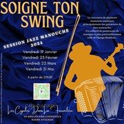 Soigne ton swing session Jazz Manouche 2024 Caf culturel Les cigales dans la fourmilire Affiche